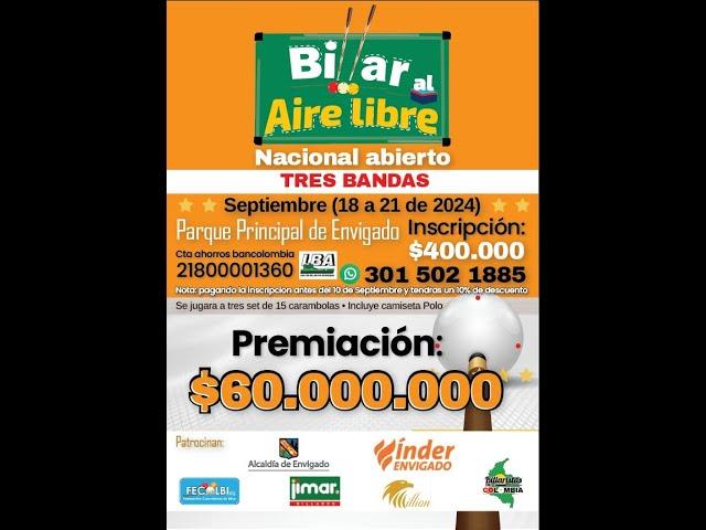 TORNEO  BILLAR AL AIRE LIBRE 32 FINALISTAS Luis Martinez vs Jaime Montoya set a 15 carambolas