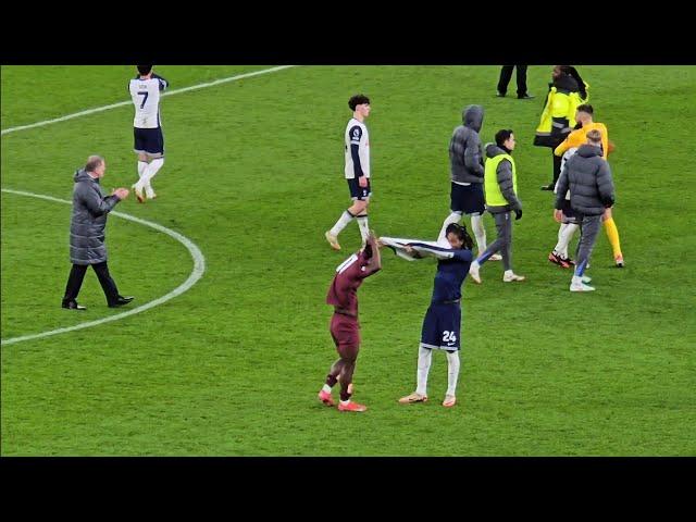 THE PLAYERS AFTER THE GAME: Tottenham 0-1 Man City: Ange and Pep, Doku and Spence Swap Shirts