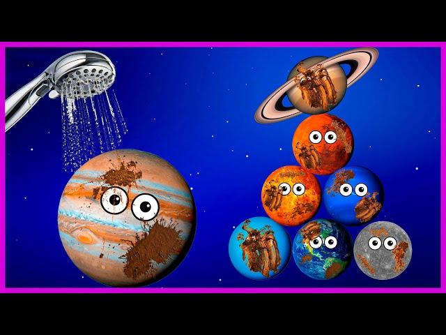 Dirty or Clean Planets | Funny Planet comparison Game | 8 Planets sizes