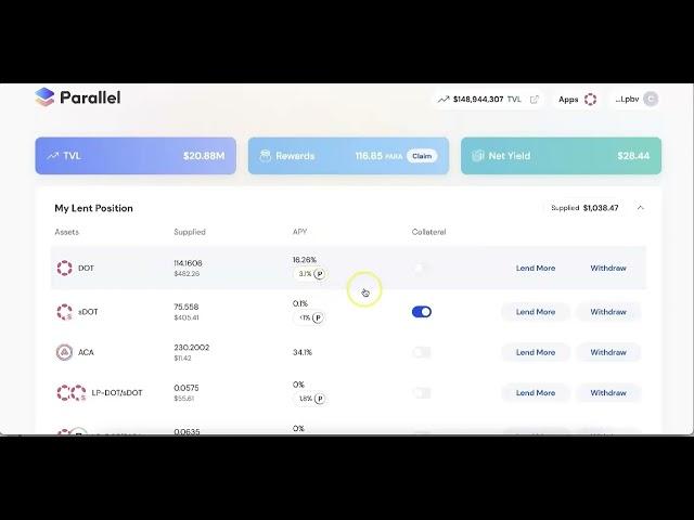 Tutorial on how to redeem cDOT to DOT on Parallel Finance and earn more through Subwallet