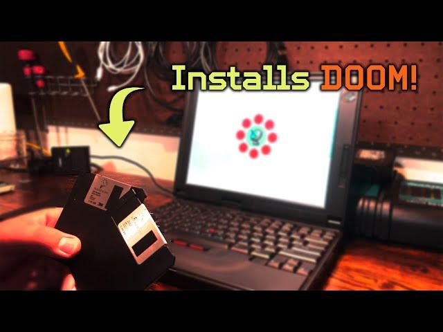Chilling with a retro ThinkPad and some floppy disks