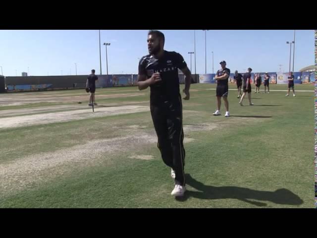 In the nets at the Zayed Stadium, Abu Dhabi