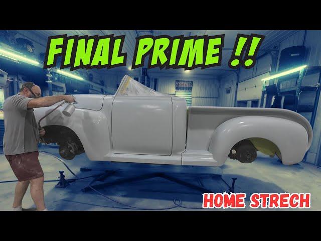 Final prime on the road to painting the GMC roadster pickup!