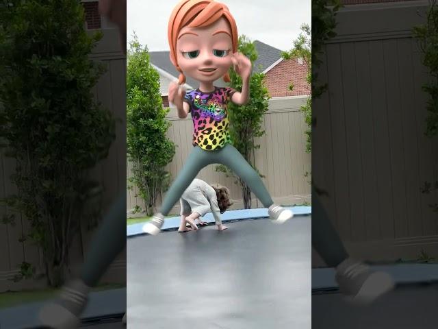 TRAMPOLiNE FLiPS with CARTOON ADLEY!! Crazy Dance Party Tricks with Navey & Adley! Jumping & Jiving