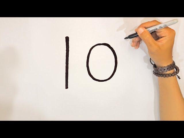 UNICORN DRAWING WITH NUMBER 10 EASY ART FOR BEGINNERS