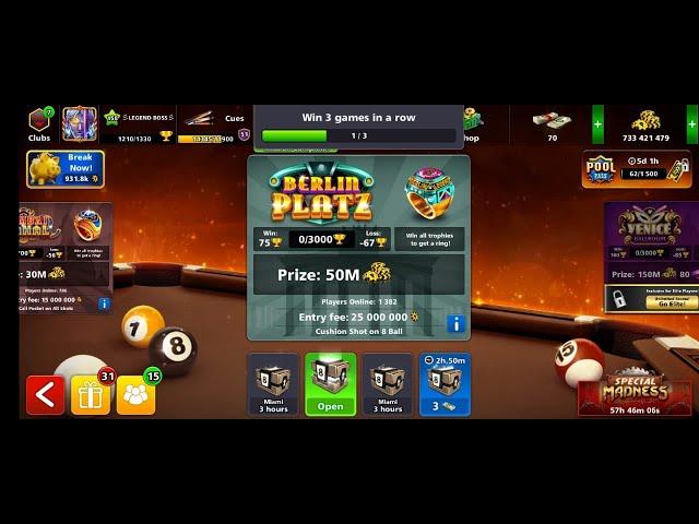 100M Giveaway at 600 subscriber 8 ball pool live stream #shorts #short #viral freefire #8ballpool