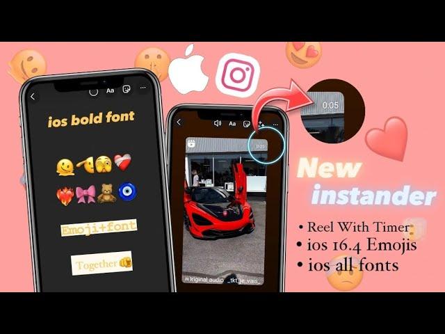 New INSTANDER Tutorial  iOS Emojis | iOS Fonts | Reel Share Like iPhone| Full iOS Instagram 2023