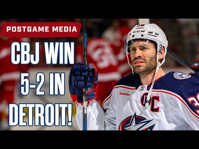 SEE YOU AT THE SHOE!  CBJ Win 5-2 in Detroit Ahead of Stadium Series! | Postgame Media