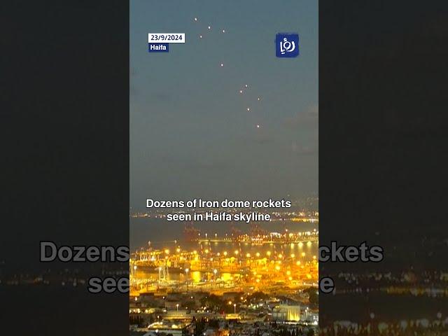 Dozens of Iron dome rockets seen in Haifa skyline