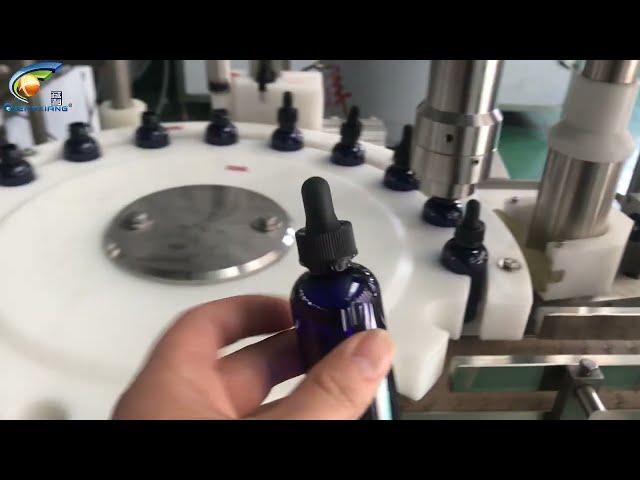 30ml tincture bottle filling machine, skin oil dropper bottle filling capping machine video