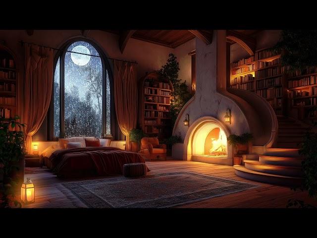 Thunderstorm Sounds, Crackling Fireplace and Rain Sounds in this Cozy Atypical Castle Room