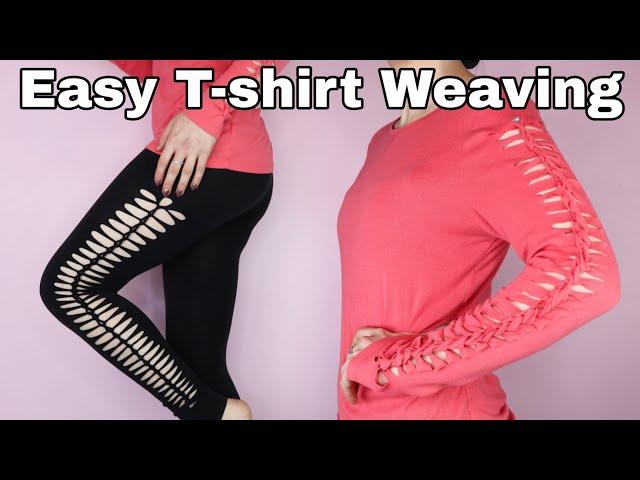 Easy T-shirt Cutting and Weaving Tutorial Twisted Loop Pattern on Sleeves and Leggings | No Sewing