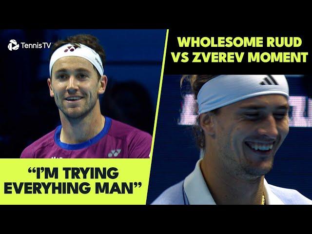 Casper Ruud Hilarious Reaction To Losing Amazing Point vs Zverev  | Nitto ATP Finals 2024