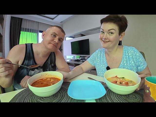 Мукбанг у нас в Таиланде появились свои ТРАДИЦИИ! НАЛОПАЛИСЬ вкусный Том Ям в Паттайе от ПУЗА) Обед