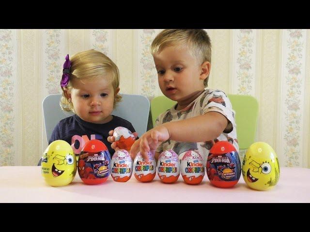  Распаковка Киндер Сюрприз и Яйца Спайдермен и Спанч Боб Kinder Surprise Spongebob Spiderman