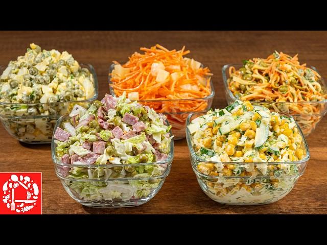 5 SUPER EASY SALADS in 5 minutes for New Year 2025