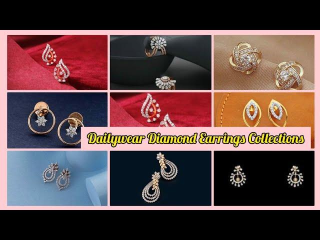 Dailywear diamond earrings designs | trendy and stylish light weight diamond earrings collections