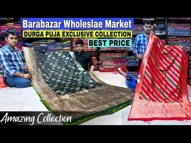 Barabazar Saree Market | Kolkata Durga Puja Collection 2024 | Zari Fashions