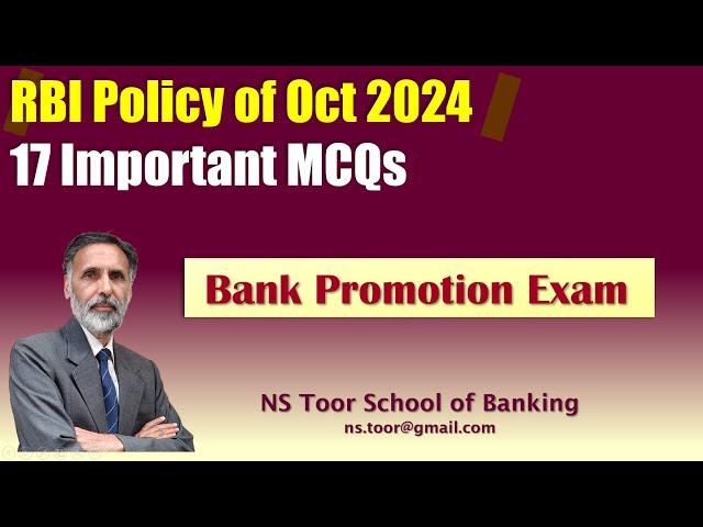 Bank Promn Exam - RBI Monetary Policy Oct 2024 - Imp MCQs #nstoor