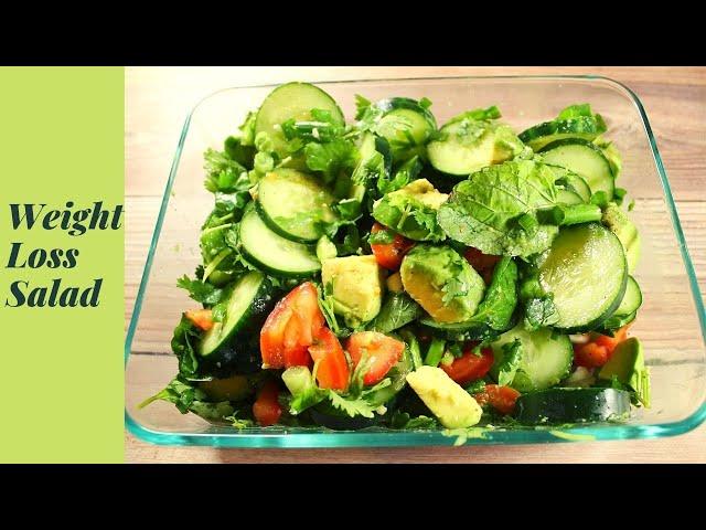 Delicious Weight Loss Salad: Cucumber Tomato Avocado, Basil Salad Recipe - Fizys Kitchen