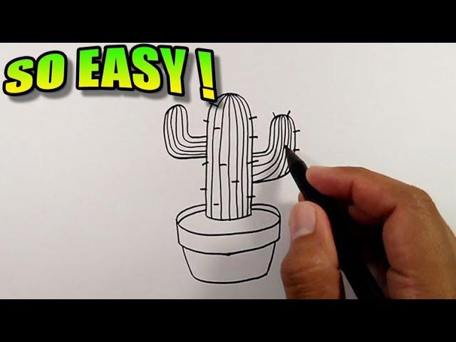 How to draw a cactus easy | Simple Drawing | Terrestrial Plants Drawing
