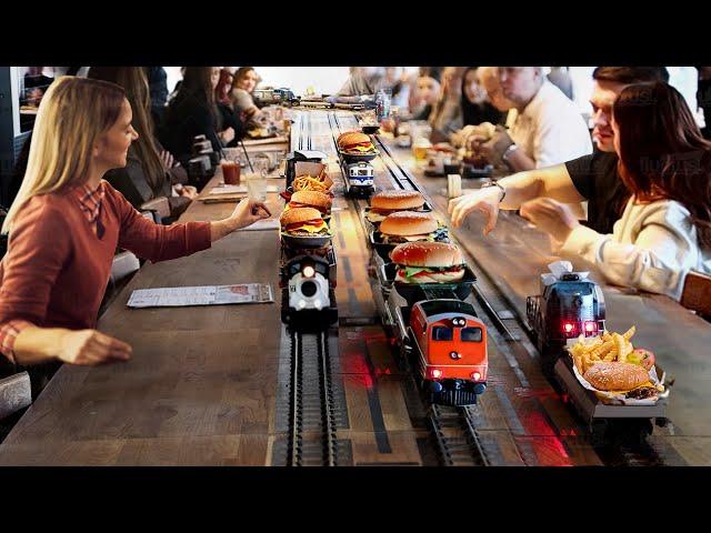 Life Inside Strange Restaurant Delivering Burgers by Tiny Trains