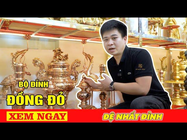 Bộ đỉnh đồng đỏ 70 - Bộ đỉnh bằng đồng đỏ trên ban thờ