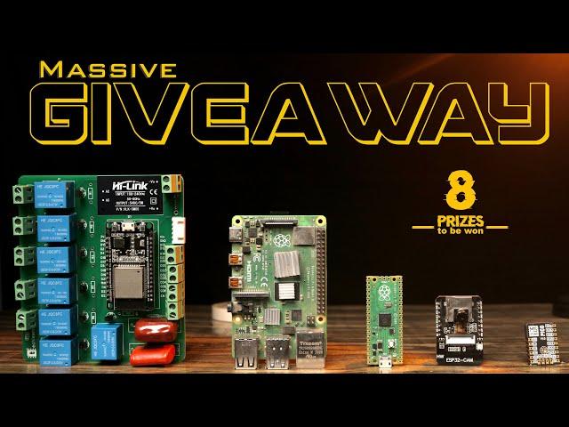 Giveaway RPi4, Home Automation Project, M5Stamp & much more. | techiesms Massive Giveaway