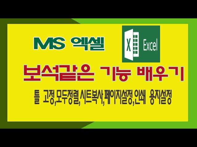 엑셀의 보석 같은 기능 배우기(틀 고정,시트복사,모두정렬,페이지설정,인쇄 용지설정)