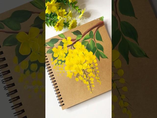  One Stroke Floral Art #shorts #flowerpainting #viralvideo #trending #art