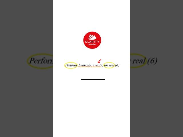 Clarity Cryptic #2: Perform humanly, evenly, for real (6)
