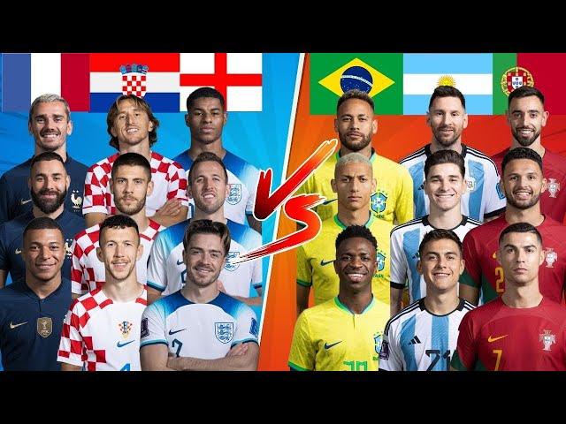 France Croatia England  Brazil Argentina Portugal  Vs football time 2023 Trio Comparison 