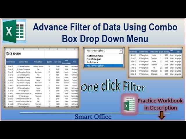 Advance Filter of Data Using Combo Box Drop Down Menu | One Click Data Filter to Another Location