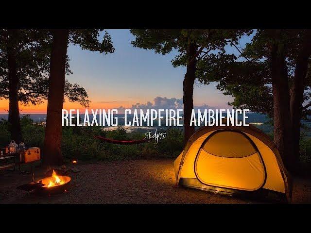 Relaxing Campfire Ambience ️ 4 Hours | 4K Nature White Noise for Studying, Relaxation, or Sleep