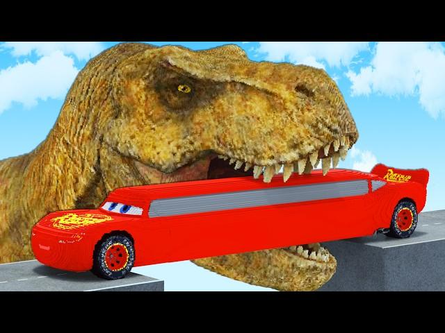 LONG CARS vs DINOSAURS in Teardown