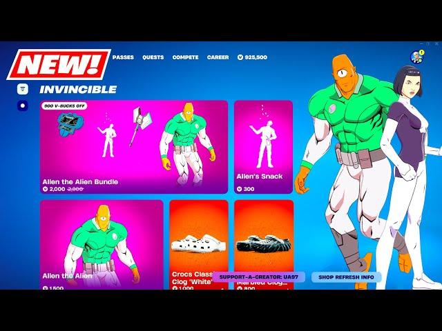 NEW Invincible Allen the Alien ITEM SHOP Bundle and FREE Skin Set Fortnite!