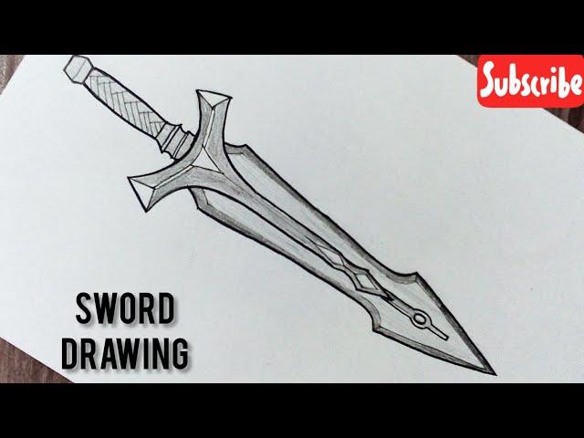 How to draw a sword  easy step by step || Sword tattoo drawing