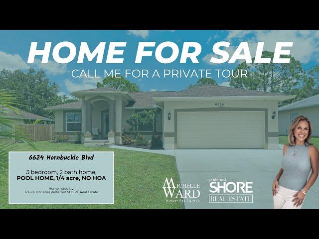 POOL Home for sale, 6624 Hornbuckle Blvd, Northport FL. Paula McCabe | Sarasota, Fl | 941-313-0864