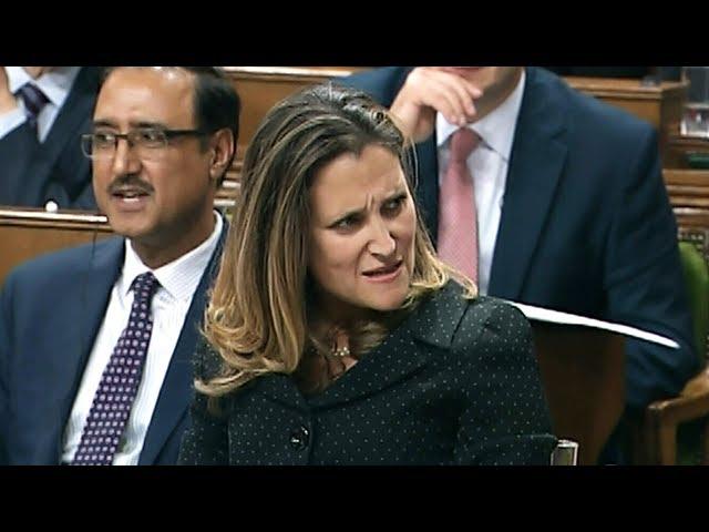 Chrystia Freeland and Pierre Poilievre spar on new trade deal