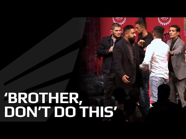 Khabib Nurmagomedov calms down stage invader