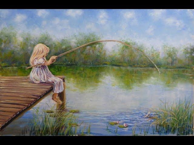 Как нарисовать летний пейзаж с девочкой - how to  paint a landscape Andrew Pugach