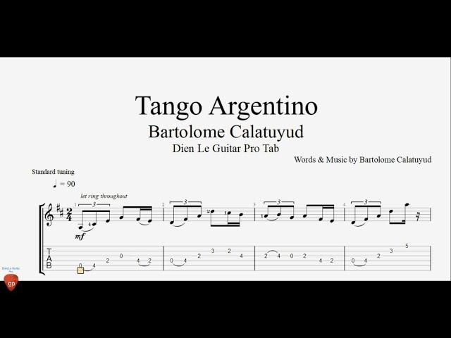 Bartolome Calatuyud - Tango Argentino - Guitar Tutorial + TAB