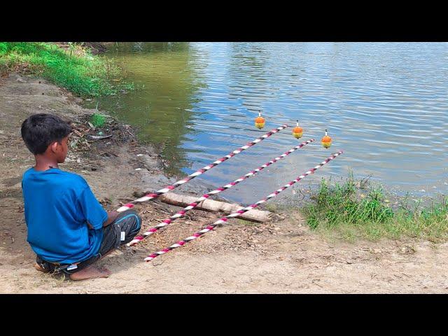 Fishing Video  Village Boy Fishing With Hook ~ Catching Big Talapia Fish By Hook