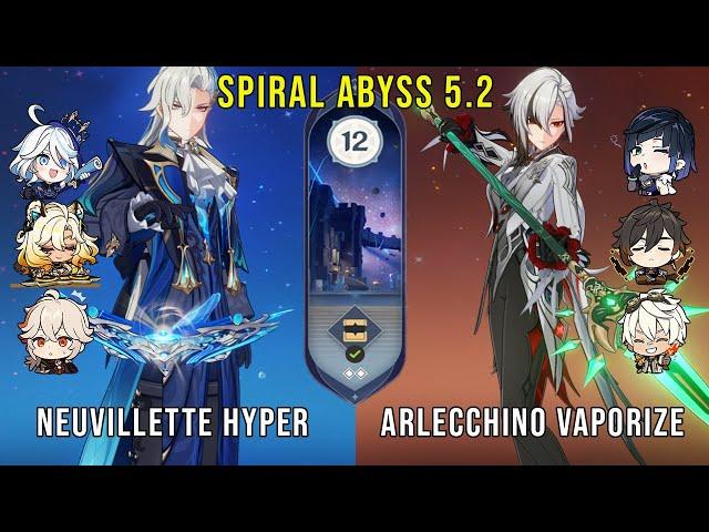 C0 Neuvillette Hypercarry and C0 Arlecchino Vaporize | Genshin Impact Abyss 5.2 Floor 12 9 Stars