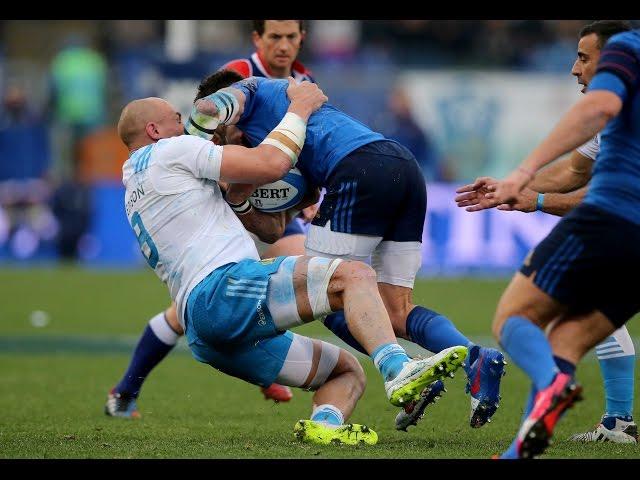 Sergio Parisse foils French counter attack, Italy v France, 15th March 2015