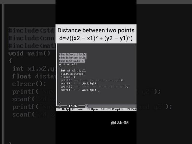 Distance between two points   #78 #coding #ctutorial #c #code  #viral #shorts