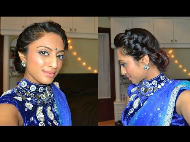 Easy 2 minute twist & rolled updo hairstyle elegant, bohemian indian brown beauty blogger bridal