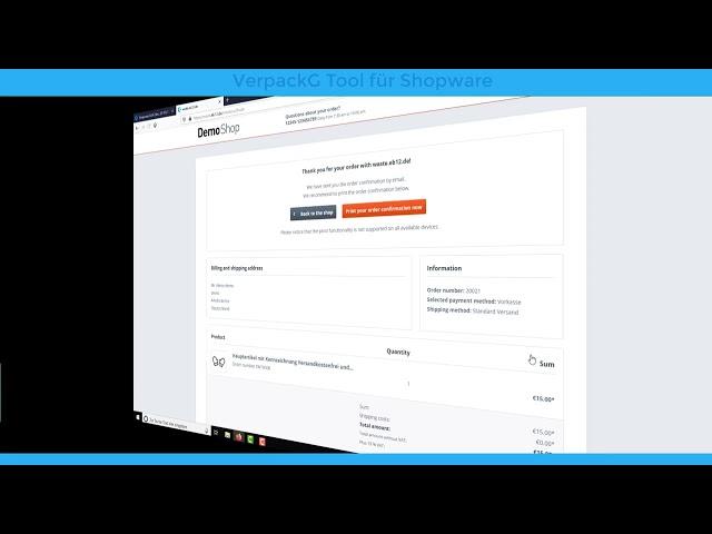 Verpackungsgesetz VerpackG Plugin für Shopware 5