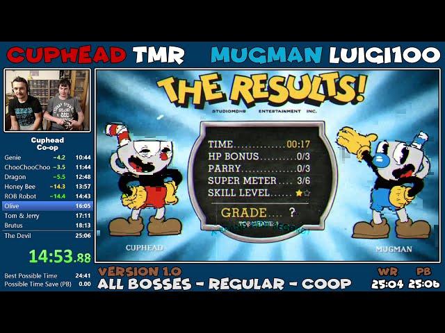 [World Record] Cuphead - All Bosses Co-op Regular in 24:46 (Legacy)