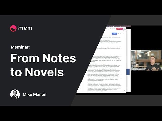 Meminar: From Notes to Novels with Mike Martin